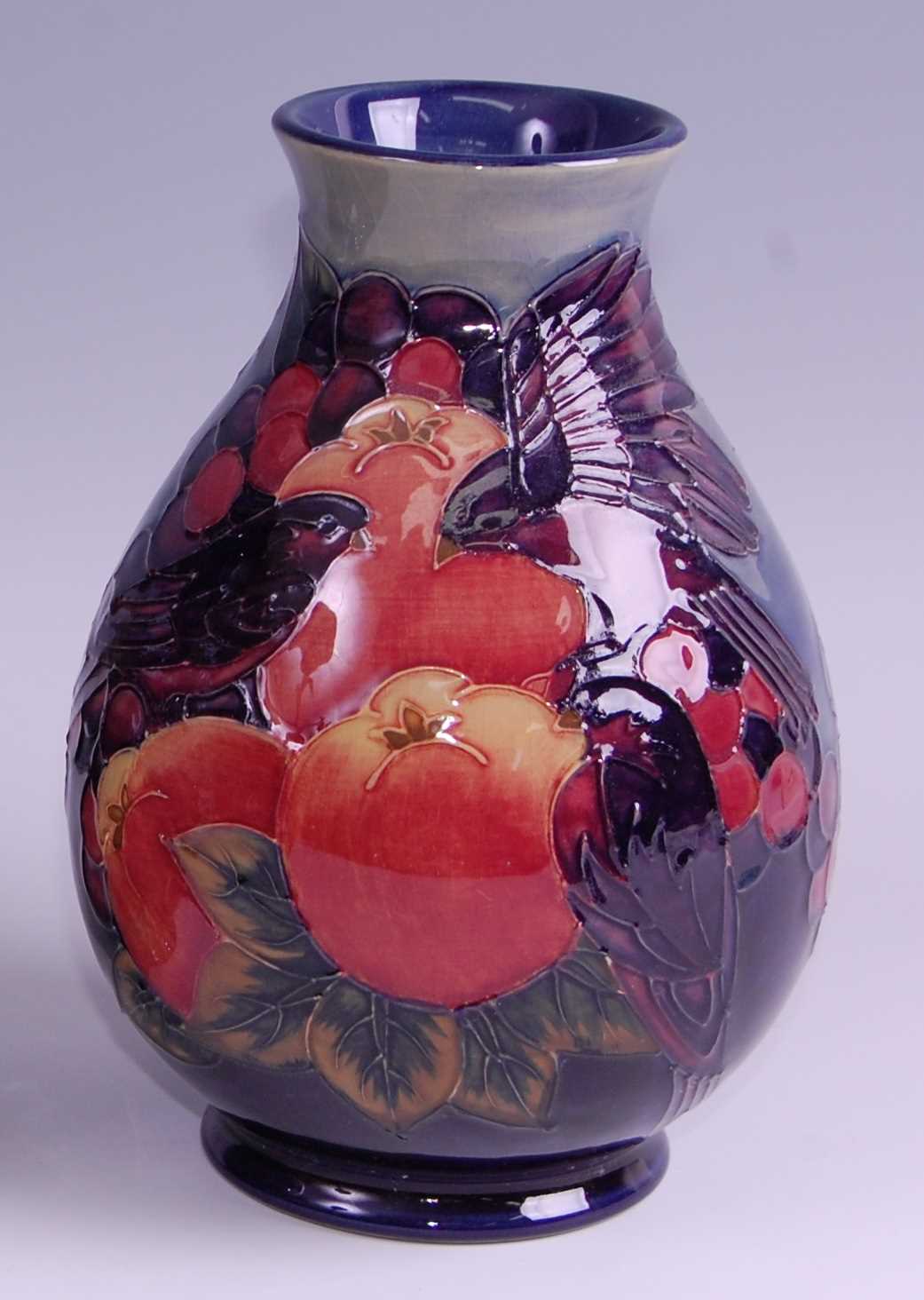 Lot 12 - A modern Moorcroft pottery vase in the Finches...