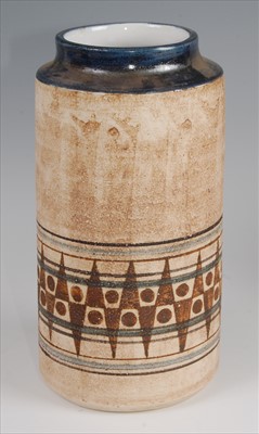 Lot 41 - A 1970s Troika cylindrical pottery vase,...