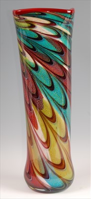 Lot 85 - A large Murano art glass vase, having red...