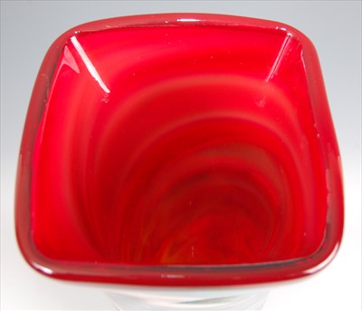 Lot 85 - A large Murano art glass vase, having red...