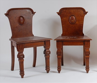 Lot 1460 - A pair of late Victorian figured walnut hall...