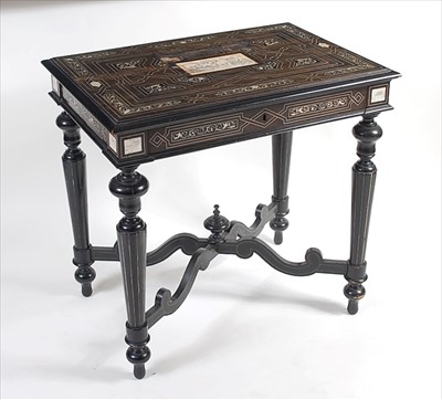 Lot 1539 - A 19th century continental ebony and penwork...