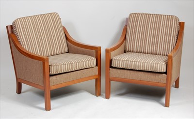 Lot 381 - A pair of 1960s Danish hardwood armchairs,...
