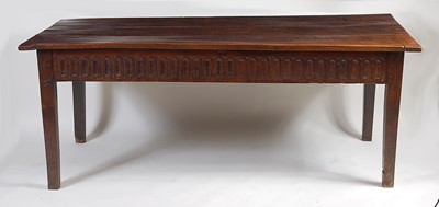 Lot 1499 - An antique elm and oak refectory table, 17th...