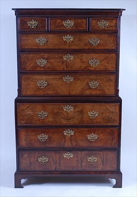 Lot 1537 - An 18th century figured walnut secretaire...