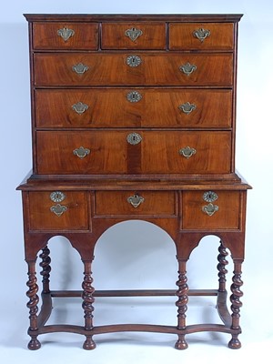 Lot 1538 - An early 18th century walnut chest-on-stand,...