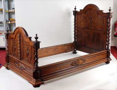 Lot 1521 - A pair of circa 1900 continental walnut single...