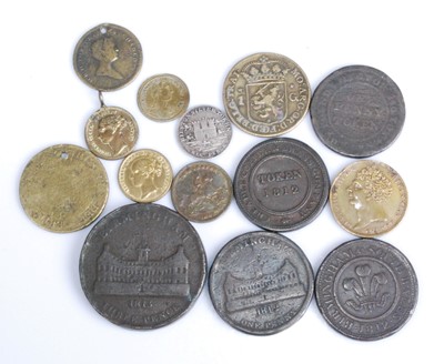 Lot 462 - A collection of tokens and coin weights to include