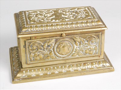 Lot 338 - A Victorian brass table cigar box with...