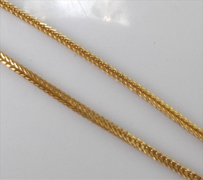 Lot 1232 - A 14ct yellow gold foxtail necklet, with bolt...
