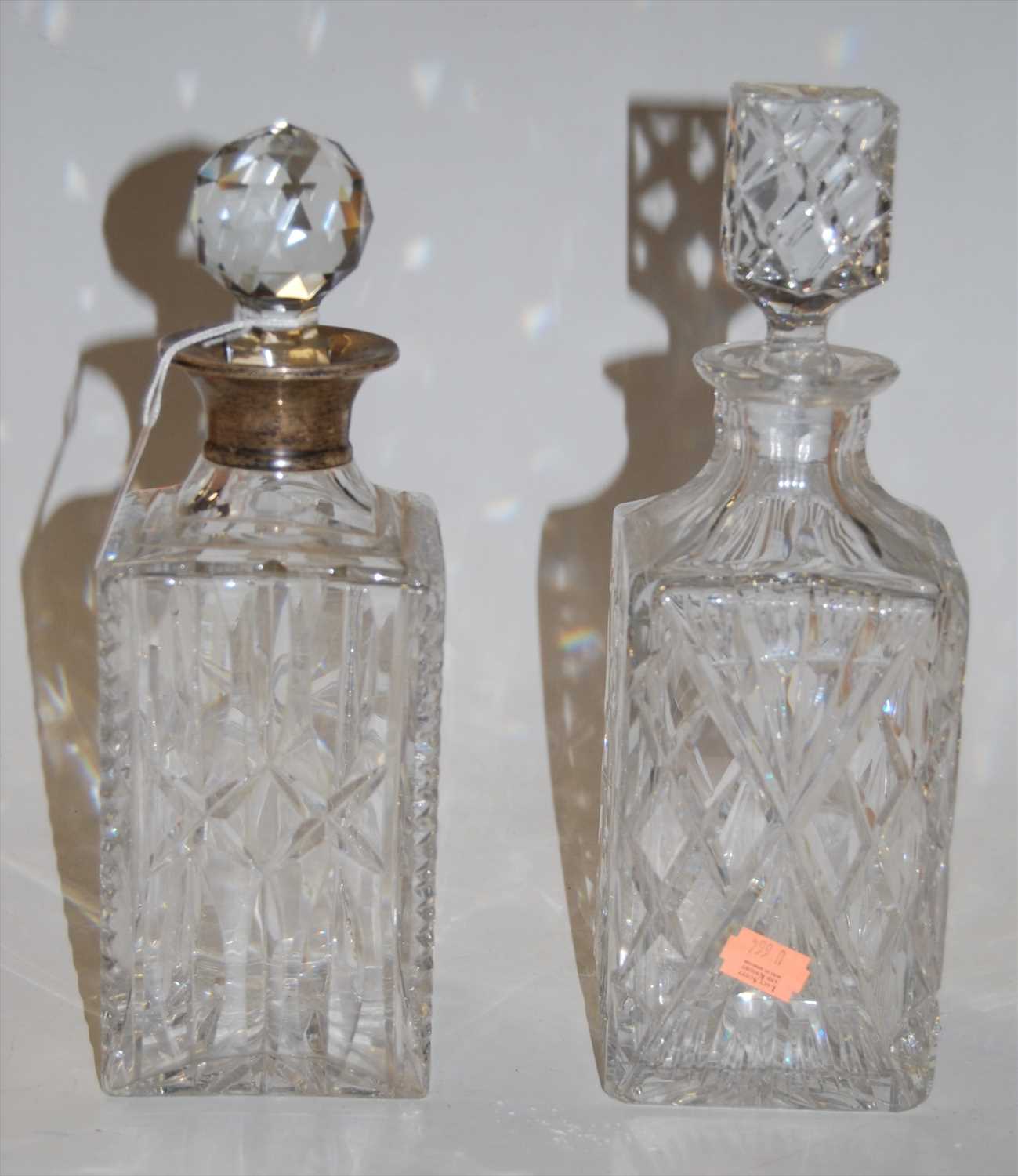 Lot 11 - An early 20th century cut glass decanter and...