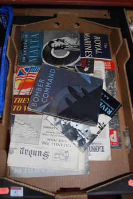 Lot 47 - A box of military related ephemera, to include...
