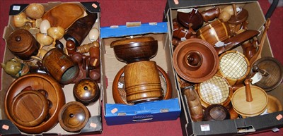 Lot 50 - Three boxes of miscellaneous treen items, to...