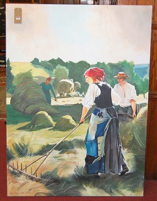 Lot 1094 - Alan Short and Dot Short - Harvest scene,...