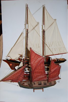 Lot 67 - A lacquered wooden model of a three-masted...