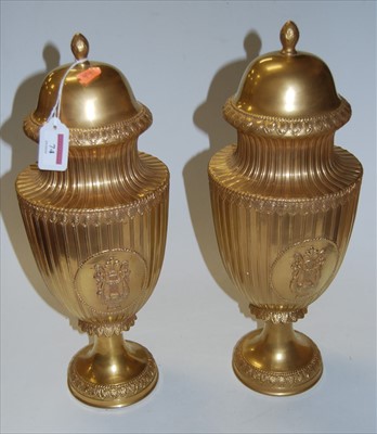 Lot 74 - A pair of large modern Italian porcelain gilt...