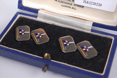 Lot 343 - A cased pair of silver and enamel set nautical...