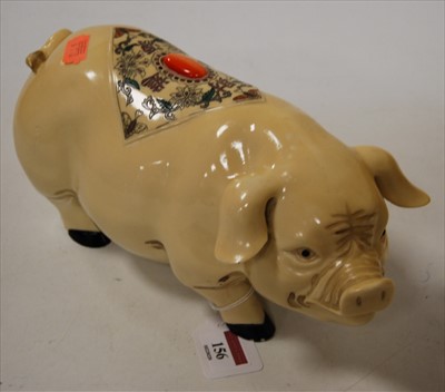 Lot 156 - A large modern resin figure of a boar with...