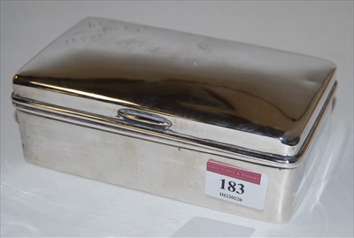 Lot 183 - A George V white metal table cigarette box, of...