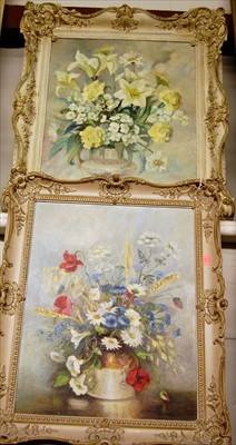 Lot 1011 - J. Hepburn - Still life with flowers in a vase,...