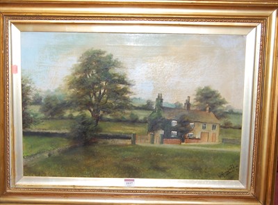 Lot 1037 - W. Hollingsworth - Farmhouse in a landscape,...