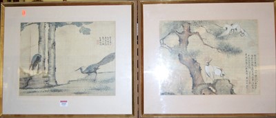 Lot 1043 - A pair of Oriental watercolours on silk, with...