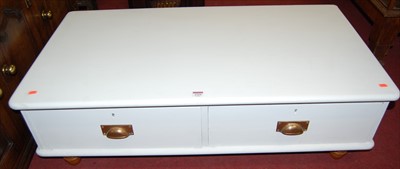 Lot 1225 - A painted round cornered two drawer low coffee...