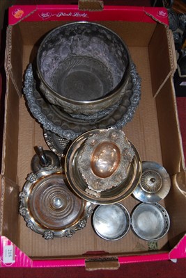 Lot 215 - A box of miscellaneous silver plate to include...