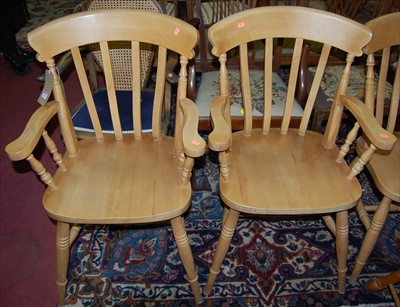 Lot 1262 - A set of four contemporary beech slatback...