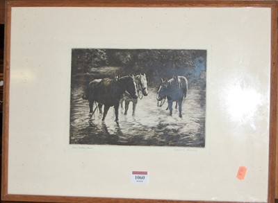 Lot 1060 - Alfred Blundell - Their Golden Hour, etching,...