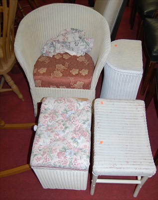 Lot 1269 - A Lloyd Loom white painted wicker tub...