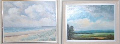 Lot 1066 - Clary Armstrong- Dorset Landscape, oil on mill...