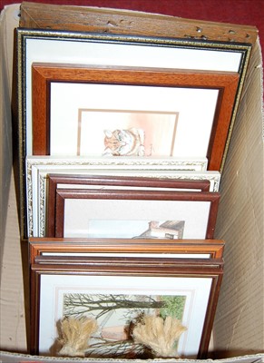 Lot 1084 - A box of assorted pictures and prints to...