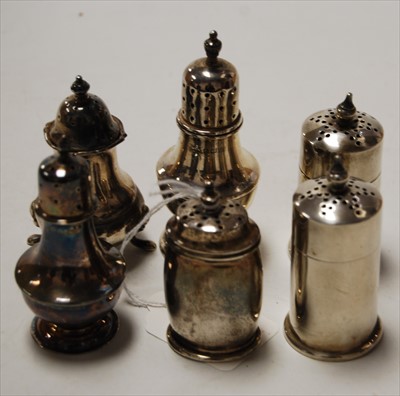 Lot 245 - A collection of assorted silver peperettes to...