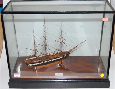 Lot 231 - A scratch-built wooden model of a three-masted...