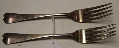 Lot 256 - A pair of late Georgian silver dessert forks...