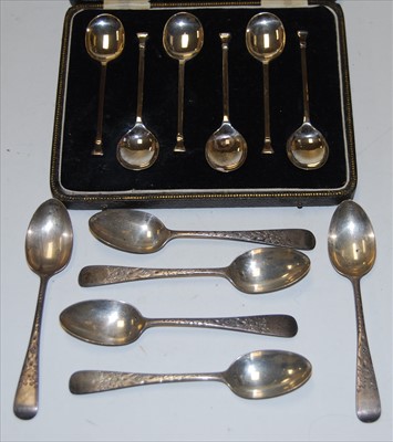 Lot 257 - A set of six Edwardian silver and bright cut...