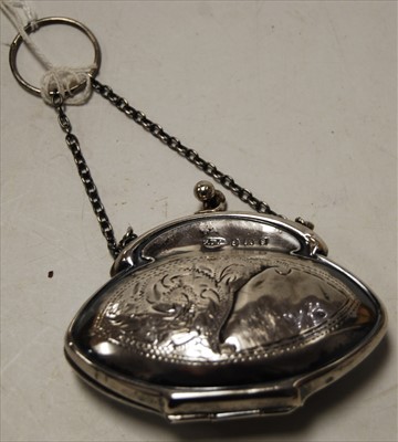 Lot 262 - A George V silver and embossed ladies purse...