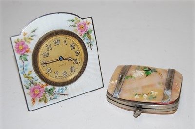 Lot 436 - A 1950s silver and guilloche enamelled travel...