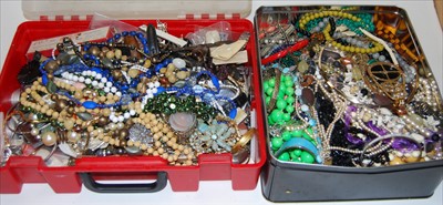 Lot 457 - Three boxes of miscellaneous costume jewellery,...