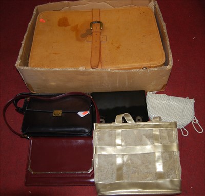 Lot 475 - A tan leather suitcase; together with various...