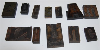 Lot 490 - A quantity of wooden printer's blocks of...