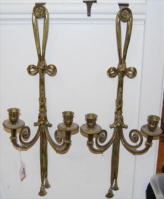 Lot 547 - A pair of gilt brass twin sconce wall lights,...