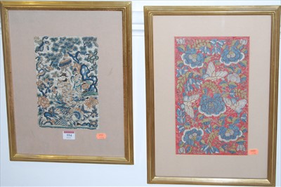 Lot 554 - Two similar Chinese embroidered silkwork...