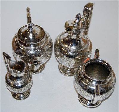 Lot 228 - A late Victorian silver plated four-piece tea...