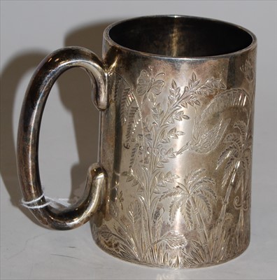 Lot 229 - A Victorian silver tankard, decorated with...