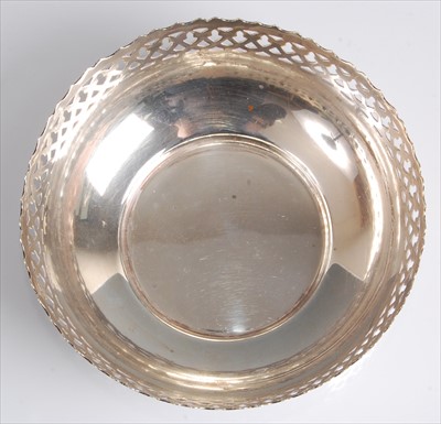 Lot 134 - A 1950s silver circular sweetmeat bowl, having...