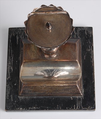 Lot 135 - An Art Deco silver presentation inkwell, the...