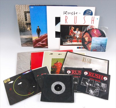 Lot 574 - Rush, a collection of LP's, 12" and 7" records to include