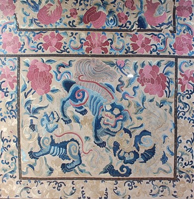 Lot 1347 - A 19th century Chinese silkwork panel,...